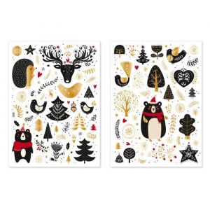 Gommettes Noël Enchanté Noir Et Doré 0,6 À 8,3 Cm 101 Pièces