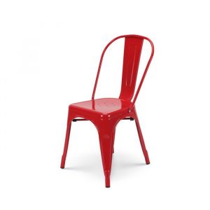 Kosmi Chaise style industriel en métal rouge - Finition brillant