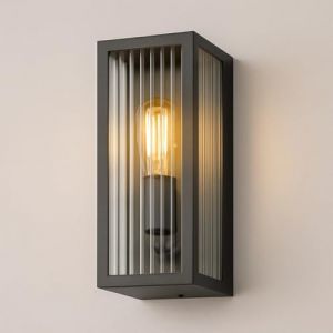 CGC Lighting Applique murale d'extérieur E27 noire en verre biseauté