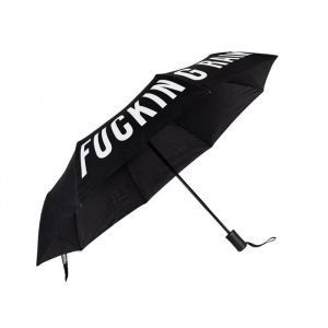 Fisura Parapluie pliant original “f*cking rain”. Mini parapluie noir et blanc. Parapluie femme compact. Parapluie pliant automatique. Parapluie de voyage.