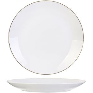 ASSIETTE &Agrave; PLATE BLANCHE Pearl Gold 27 cm BANDE DOR&Eacute;E