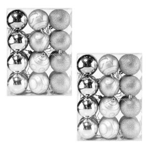 Lot de 48 boules de No&euml;l &ndash; argent&eacute;