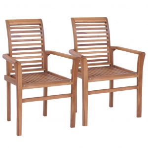 Image de VidaXL Chaises de salle à manger empilables 2 pcs Teck massif