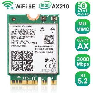 Intel Dual Band Wireless-AX210NGW with vPro I Fi 6E(6GHz Band) AX210 2230 2x2 AX+ Bluetooth 5.2,M.2/A-E-Key 2.4GHz/5GHz/6GHz