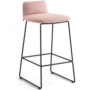 Inside75 Tabouret RILEY SOFT structure métal assise tapissé rose