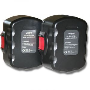 Image de Vhbw Lot 2 batteries 3000mAh pour outils Bosch 35614, 3660CK, 3660K, 4 VE, 52314, 53514. Remplace: Bosch 2 607 335 264,