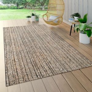 Paco Home - Tapis D'Ext&eacute;rieur Pour Terrasse Et Balcon, Motif G&eacute;om&eacute;trique, Moderne, Brun 160x230 cm