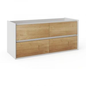 Vente-unique - Meuble sous vasque suspendu - Coloris naturel clair et blanc - 120 cm - lannick