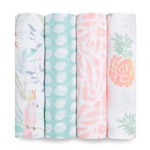 Aden + Anais Essentials Langes enfant tropicalia lot de 4 - Taille 112x112 cm