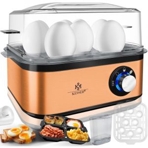 Cuit-œufs électrique pour 1 à 8 œufs en acier inoxydable 500W & fonction maintien au chaud Interrupteur rotatif led Lavable en machine / Noir /