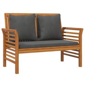 Banc de jardin meuble de patio d'extérieur terrasse de canapé avec coussins 120 x 60 x 81 cm gris foncé bois d'acacia solide - Bois