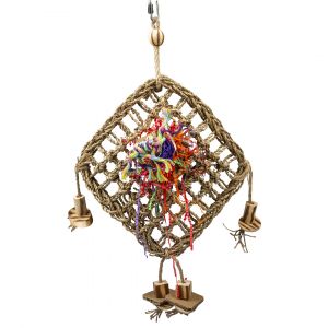 Jouet pour oiseaux pendentif coloré-carton & blocs de bois Duvoplus