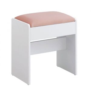 Tabouret de coiffeuse chaise rembourrée de maquillage 28,6 x 45 x 45 cm repos-pieds en velours patins antidérapants pour chambre dressing entrée blanc