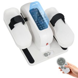 Pedalier dappartement - SPORTNOW - &eacute;cran LCD t&eacute;l&eacute;commande et 12 vitesses r&eacute;glables - silencieux portable - 45 x 42 x 26 cm - blanc