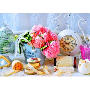 Bluebird Puzzle Puzzle Pink Peony Flowers