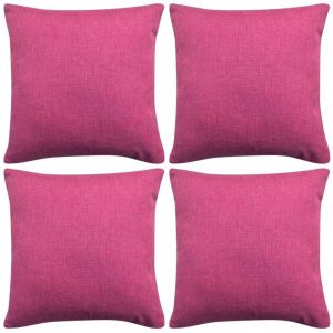 VidaXL Housses de coussin 4 pcs Aspect de lin Rose 40x40 cm