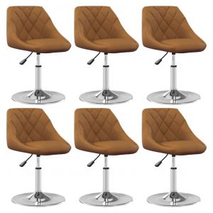 VidaXL Chaises pivotantes de salle ? manger 6 pcs Marron Velours
