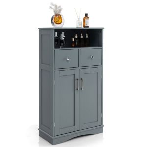 Meuble de salle de bain indépendant Coast - avec 2 tiroirs et 2 portes - Gris - 60 x 30 x 108 cm