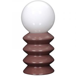 Lampe &agrave; poser c&eacute;ramique terracotta abat-jour globe (H41cm) sur piles