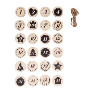 Rayher Chiffres Calendrier de l'avent 24 pcs Rondelles de bois &oslash; 4 cm
