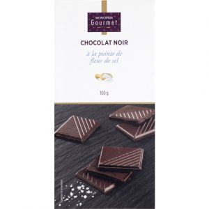 Monoprix gourmet Chocolat noir &agrave; la pointe de fleur de sel - La tablette de 100g