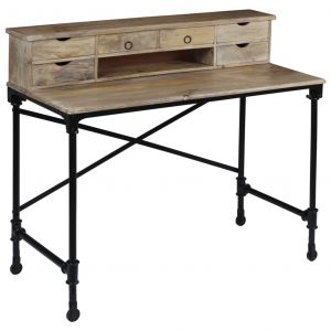 VidaXL Bureau Bois de manguier massif et acier 110 x 50 x 96 cm