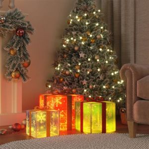 VidaXL Boîtes de Noël lumineuses 3 pcs 64 LED blanc chaud, cadeau de Noël lumineux, boîte de Noël lumineuse, boîte de Noël lumineuse