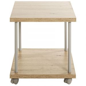Pegane Table de desserte en bois coloris chêne clair et métal coloris gris - longueur 40 x profondeur 40 x hauteur 45 cm -