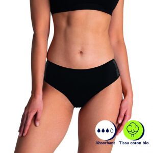 Athena Slip pour fuites urinairesecret noir en coton
