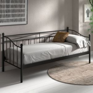 M&S Lit banquette 90x200 cm structure en métal noir
