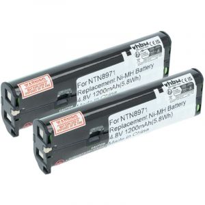 Vhbw 2x Batterie remplacement pour Motorola NNTN4190, NTN8657, NTN8970A, NNTN4190A, NNTN4190AR pour radio talkie-walkie (1200mAh, 4,8V, NiMH)