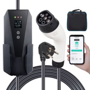 Chargeur Portable Ev Type 2-Duoku-16a 3.7kw-Chargeur De V&eacute;hicule &Eacute;lectrique-C&acirc;ble De 28 Pieds-Prise Cee 7/7