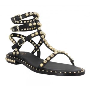 Ash Sandales plates Play studs cuir Noir