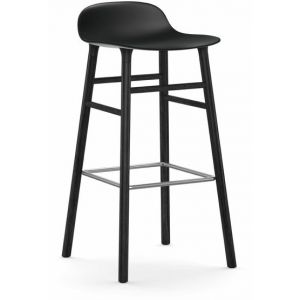 Normann Copenhagen Tabouret FORM BARSTOOL H 75 cm avec pi&egrave;tement en bois noir (Noir - Polipropilene e legno nero)