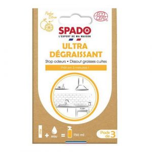 Spado Nettoyant Dégraissant - Ultra dose - Ecocert - Stop odeur - Dissout les graisses cuites - Parfum citron - Contact alimentaire - 4 pastilles équivalent 4 x 750ml - Fabrication Française