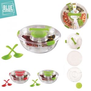 Cuisy Saveur et Degustation OD4532 Set de Salade à Emporter Plastique Rouge/Vert 30 x 30 x 15 cm *Coloris Aléatoire*