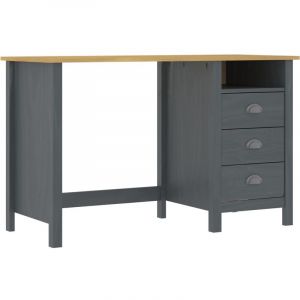 VidaXL Bureau Hill Range avec 3 tiroirs Gris 120x50x74 cm Pin solide