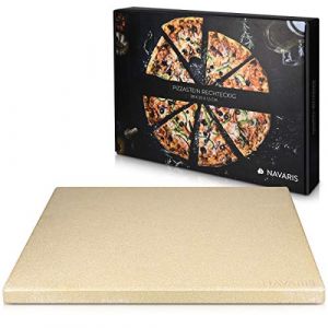 Navaris Pierre à Pizza pour Four XL - Pierre Pizza Rectangulaire 38 x 30 cm en Cordiérite - pour Four Traditionnel au Bois Barbecue Grill et Charbon