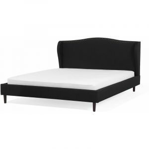 Beliani Lit en tissu noir 180 x 200 cm COLMAR