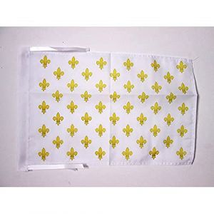 Drapeau Fleur de Lys Blanc et Or 45x30cm - PAVILLON royal français 30 x 45 cm haute qualité - AZ FLAG