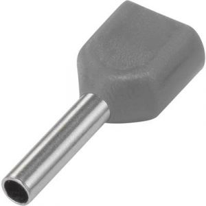 Image de Tru Components Embout double d'extrémité de câble TE25-10GY 1091314 1 x 2.50 mm² x 10 mm partiellement isolé gris 100 pc