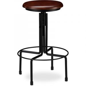 Image de Relaxdays Tabouret de Bar, Design industriel, rond, Chaise haute ronde, Hauteur r&eacute;glable jusqu&rsquo;&agrave; 65 cm, noir/marron - 4052025923303
