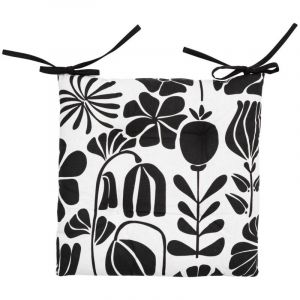 Atmosphera Créateur D'intérieur - Galette de chaise Twisted lime coton noir & blanc 38x38cm