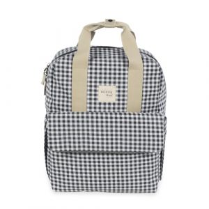 Walking Mum Sac à dos I Love Vichy. Sac à langer pour poussette. Design polyvalent avec poignées courtes et bretelles pour le porter sur les épaules. Couleur : noir. Dimensions : 37 x 28 x 12 cm.