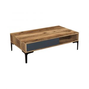Dmora - Table basse Djagiell, Table basse, Porte-revues pour canapé, Etagère de salon, 105x60h33 cm, Noyer et Anthracite