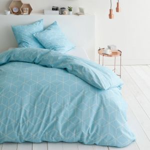 Parure de lit coton JEHAUT - Bleu Clair