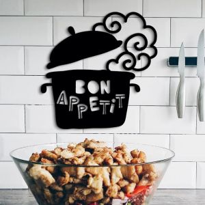Bon Appétit Art mural en métal, Décoration murale de cuisine, Art en métal - 45x45 cm