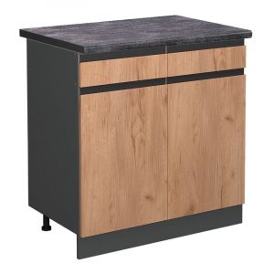 Meuble cuisine R-Line, Ch&ecirc;ne de force dor&eacute;, 80 cm, PT Anthracite, Vicco