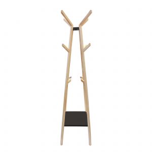 Box and beyond Porte-manteaux en pin 12 t&ecirc;tes et 1 &eacute;tag&egrave;re noire L47 x l47 x H170