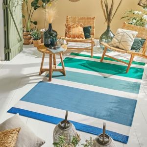 Nazar Tapis extérieur réversible motif ligne - Vert - 180x280 cm